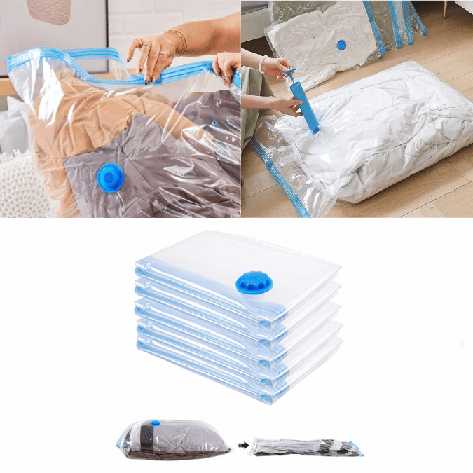 COMBO X 5 BOLSAS AL VACÍO RE-UTILIZABLES + BOMBA DE AIRE  ✨