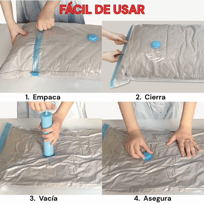 COMBO X 5 BOLSAS AL VACÍO RE-UTILIZABLES + BOMBA DE AIRE  ✨